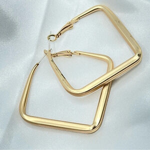 Square shaped gold matte hoop earrings